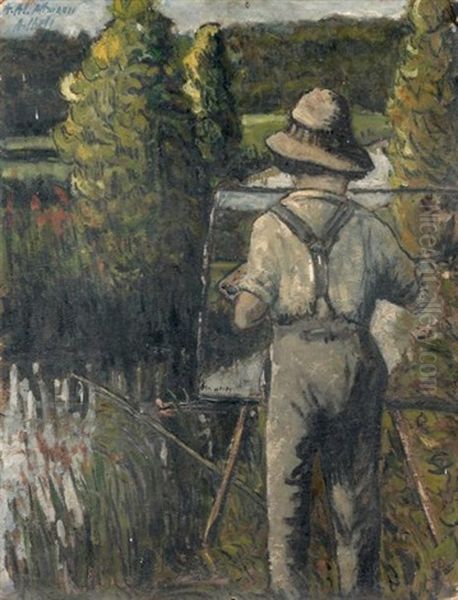 Alexander Altmann Peignant, De Dos, Dans Un Paysage Oil Painting by Henri Gabriel Ibels