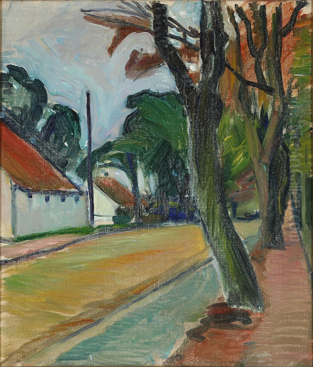 Street Scene Oil Painting by Immanuel Ibsen