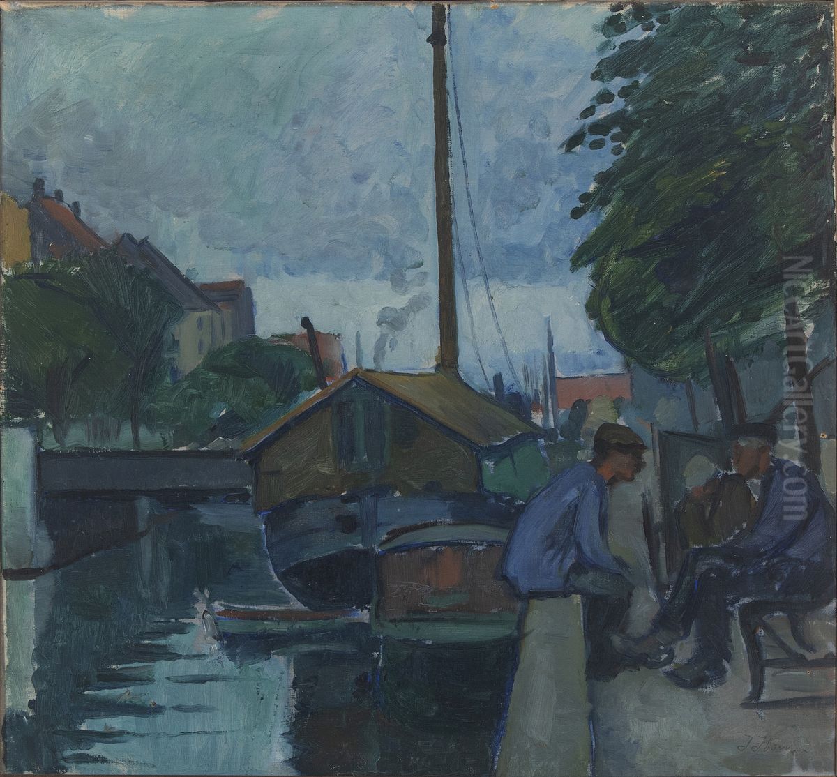 Scenery From Christianshavn, Copenhagen Oil Painting by Immanuel Ibsen