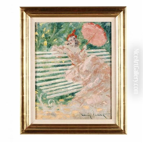 Woman With Parasol Oil Painting by Louis Icart