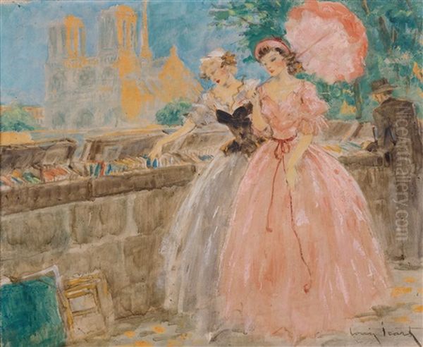 Deux Femmes Sur La Seine Oil Painting by Louis Icart