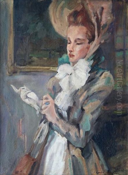 Elegante Dans Un Interieur Oil Painting by Louis Icart
