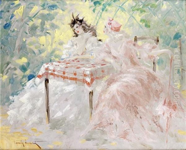 La Collation Dans Le Jardin Oil Painting by Louis Icart