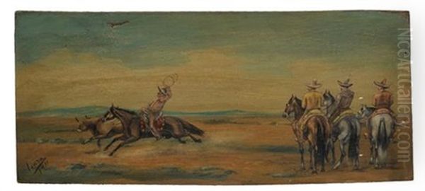 Coleada A Campo Abierto Oil Painting by Ernesto Icaza