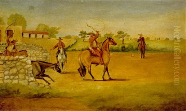 Lazando A Puerta De Corral Oil Painting by Ernesto Icaza