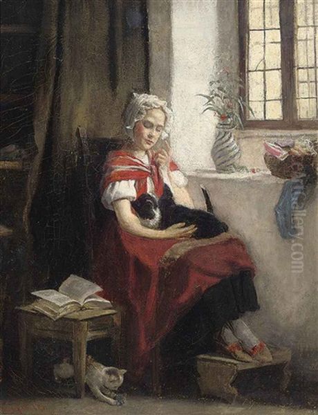 Playtime Oil Painting by Gustav Karoly Igler