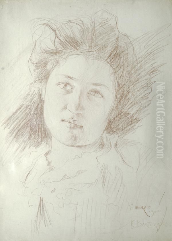 Volto Di Donna Oil Painting by Enrico Pistilli