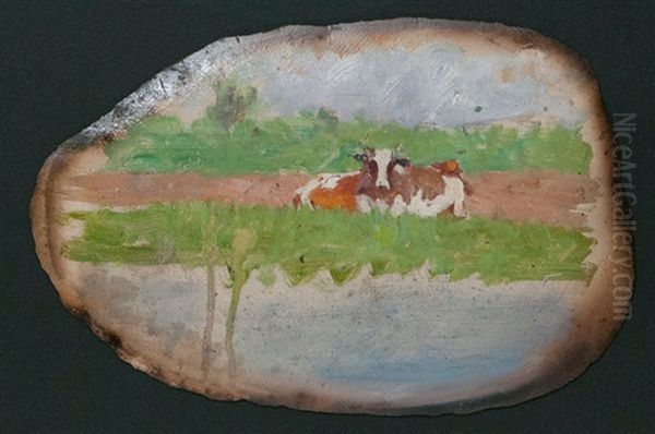 Resting Cow By The Water Oil Painting by Arthur Illies