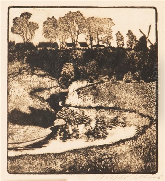 By The Alster Oil Painting by Arthur Illies