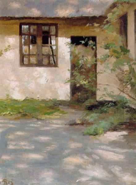 Parti Fra Torkildstrup Praestegard Pa Falster, Salmedigteren B.s. Ingemanns Fodested Oil Painting by Peter Vilhelm Ilsted