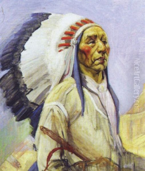 Portrait Of Iron Tail Sioux Oil Painting by Joseph A. Imhof