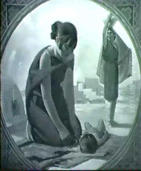 Sunning The Child Oil Painting by Joseph A. Imhof