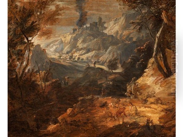 Landschaft Mit Figurenstaffage Oil Painting by Philippe-Augustin Immenraet