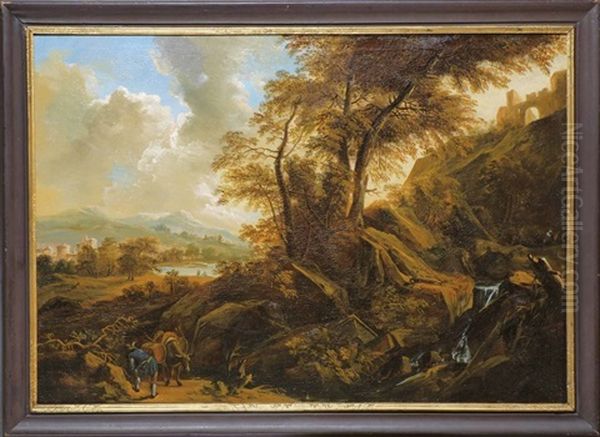 Weite Landschaft Mit Wasserfall Oil Painting by Philippe-Augustin Immenraet
