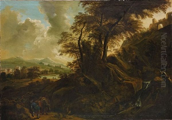 Weite Italienische Landschaft Oil Painting by Philippe-Augustin Immenraet