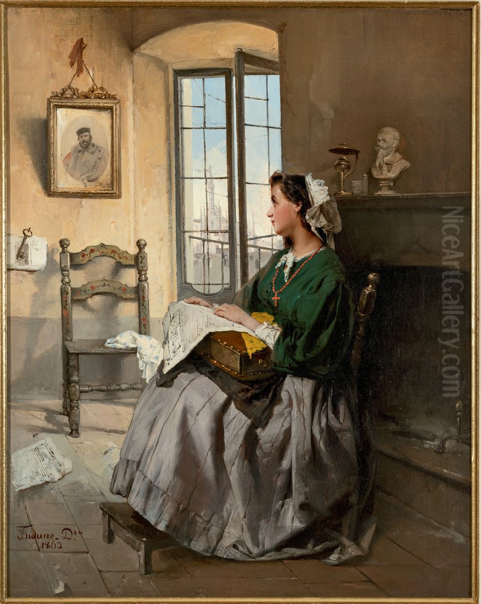 Un Pensiero A Garibaldi Oil Painting by Domenico Induno