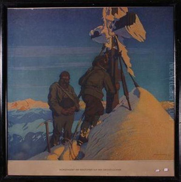 Morgengebet Der Bergfuhrer Auf Dem Grosglockner Oil Painting by Otto Barth