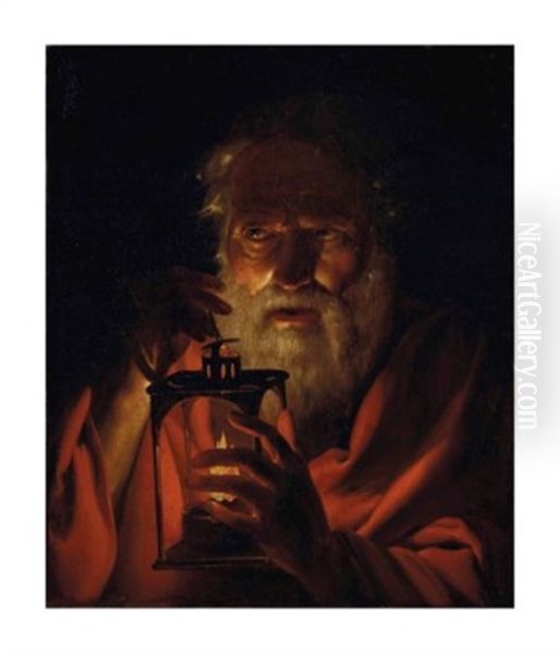 Diogene Oil Painting by Angelo Inganni