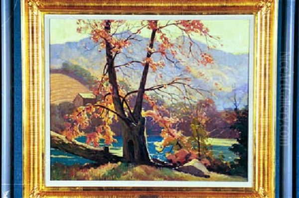 On The Banks Of The Tuckaseegee (bryson, North Carolina) Oil Painting by Rudolph F. Ingerle