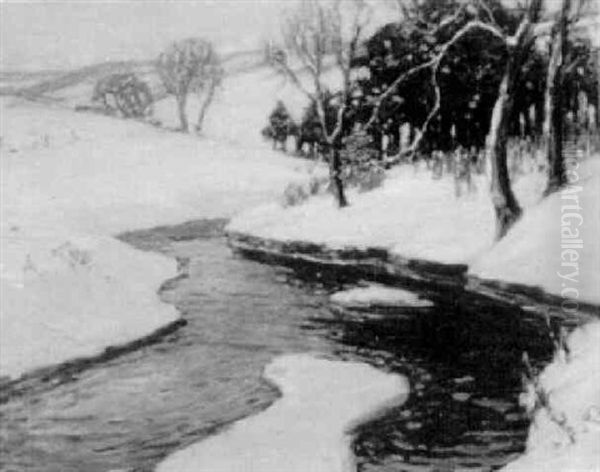 Winter Snow Scene Oil Painting by John J. Inglis