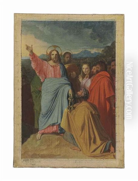 Christ Delivering The Keys To St. Peter Oil Painting by Jean Auguste Dominique Ingres