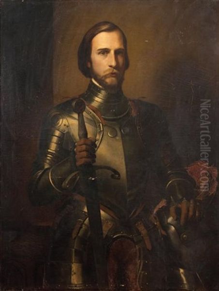 Portrait De Ferdinand D'orleans (?) En Armure Oil Painting by Jean Auguste Dominique Ingres