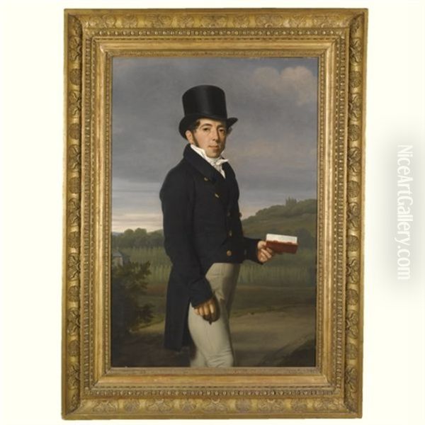 Portrait Of A Gentleman Holding A Book Oil Painting by Jean Auguste Dominique Ingres