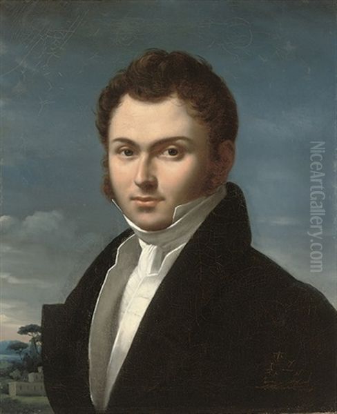 Portrait Of A Gentleman, In A Black Coat And White Shirt Oil Painting by Jean Auguste Dominique Ingres