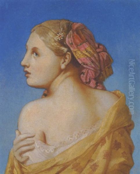 Rygvendt Nogen Skonhed Med Hovedprydelse Oil Painting by Jean Auguste Dominique Ingres