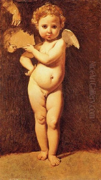 An Angel Holding A Cartouche Oil Painting by Jean Auguste Dominique Ingres