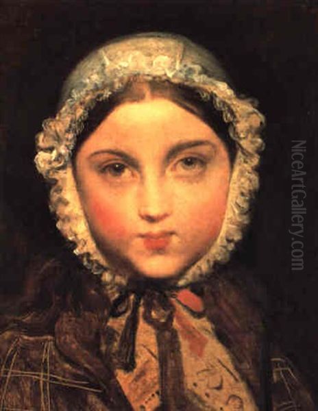Portrait Of A Young Girl In Bonnet (isabelle Guille, The Artist's Niece?) Oil Painting by Jean Auguste Dominique Ingres