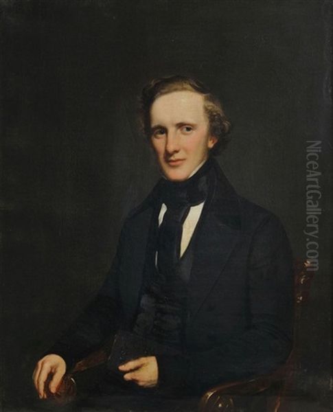 Portrait Of James Mcwhorter Bruen (1818-1881) Who Is Depicted Sitting And Holding His Bible Oil Painting by Henry Inman