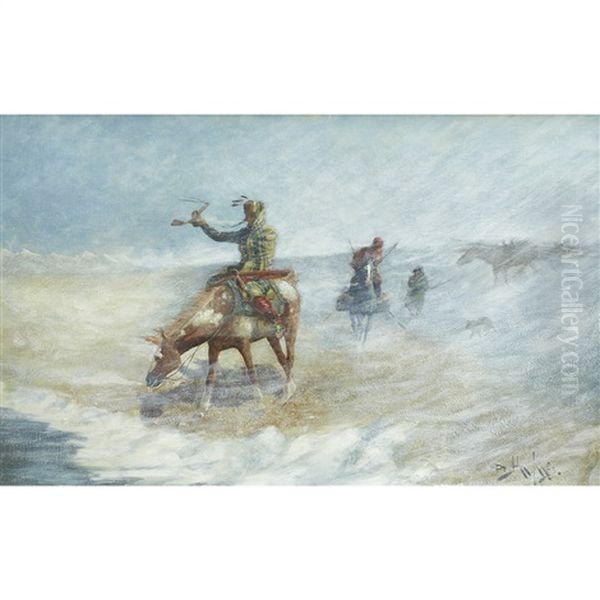 Battling The Blizzard Oil Painting by John Innes