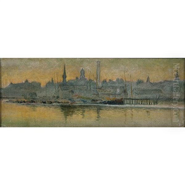 The Harbor Oil Painting by George Inness Jnr.