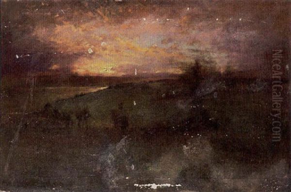 A Coastal Landscape At Dusk Oil Painting by George Inness Jnr.