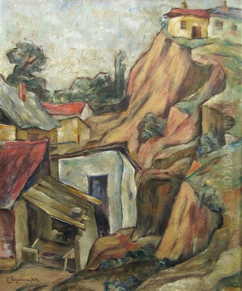 Ravine At Balcic Oil Painting by Petre Iorgulescu Yor