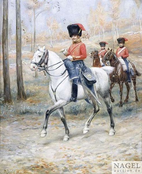 Husarenreiter Oil Painting by Rudolf Ipold