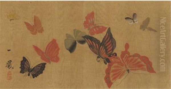 Group Of Butterflies Oil Painting by  Ippo