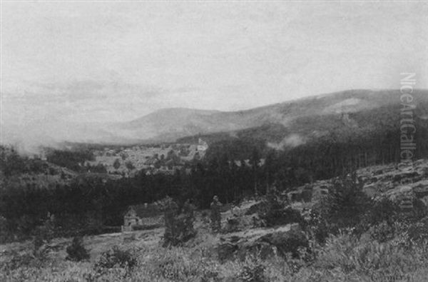 Harzlandschaft Mit Dem Ort Schierke Und Dem Brocken Oil Painting by Carl Irmer
