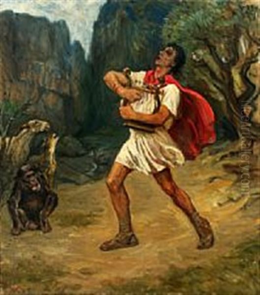 Orfeus Jo Lokked Dyrene Til Oil Painting by Valdemar Irminger