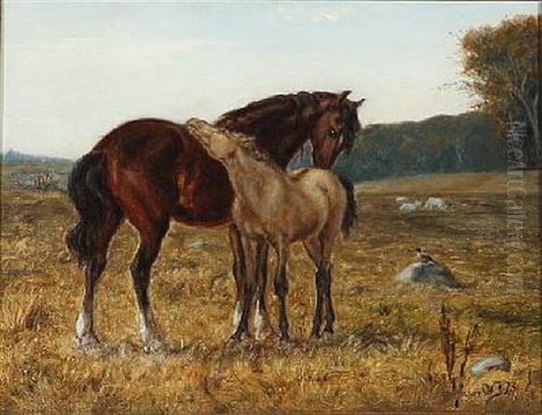 A Horse And A Foal Oil Painting by Valdemar Irminger