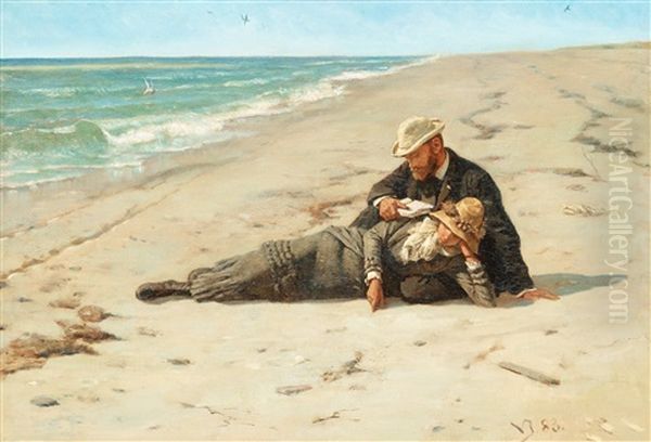 Marie Och Peder Severin Kroyer, Skagen Oil Painting by Valdemar Irminger