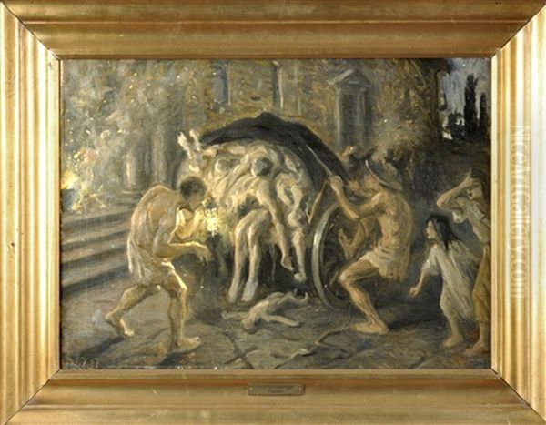 Pest Oil Painting by Valdemar Irminger