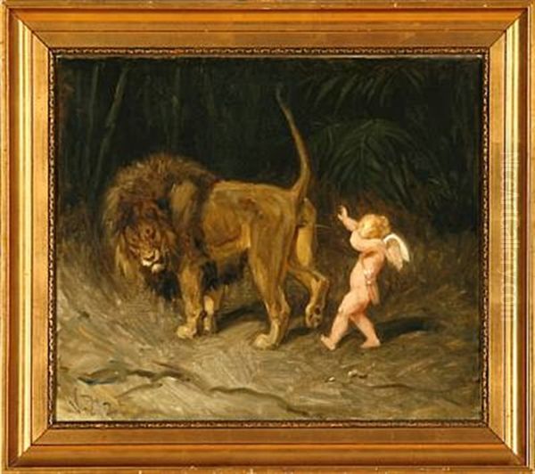 Amor Og Den Gamle Love Oil Painting by Valdemar Irminger