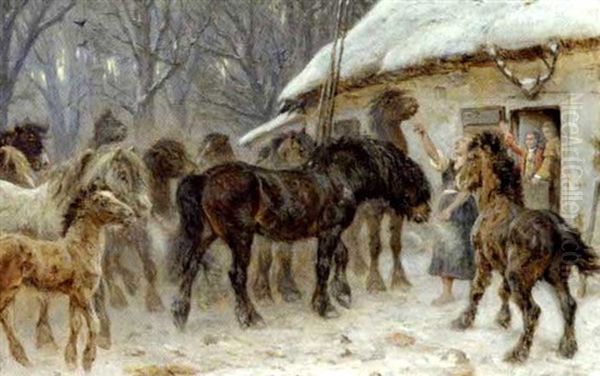 Det Vilde Stod Oil Painting by Valdemar Irminger