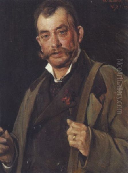 Kunstnerportraet Forestillende Landskabsmaleren Thorvald Niss Oil Painting by Valdemar Irminger