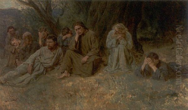 Parti Fra Oliebjerget Med Jesus Og Disciplene Oil Painting by Valdemar Irminger
