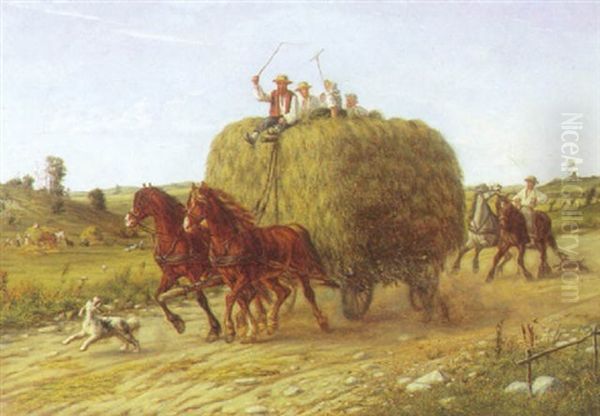 En Hostscene Oil Painting by Valdemar Irminger