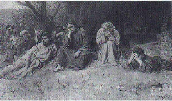 Jesus Og Disiplene Pa Oliebjerget Oil Painting by Valdemar Irminger