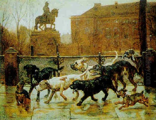Hunde I Kobenhavn Oil Painting by Valdemar Irminger